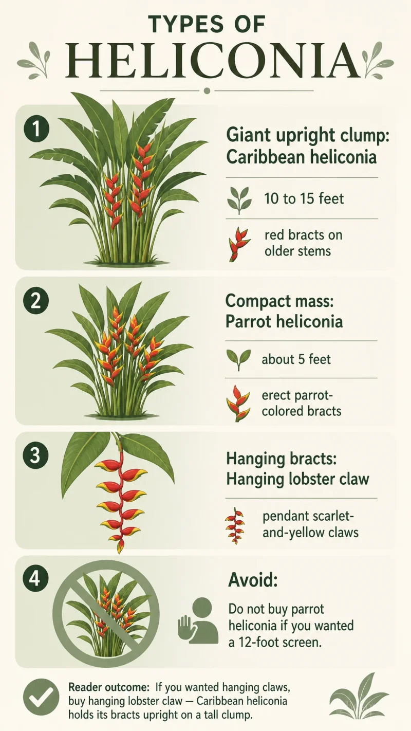 Types of Heliconia care summary diagram