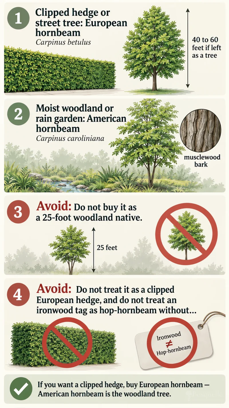 Types of Hornbeam care summary diagram