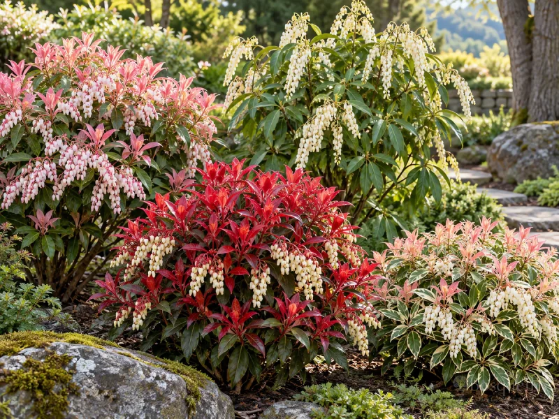 Types of Japanese Andromeda – Compact, Red-Flush, or Fetterbush guide illustration