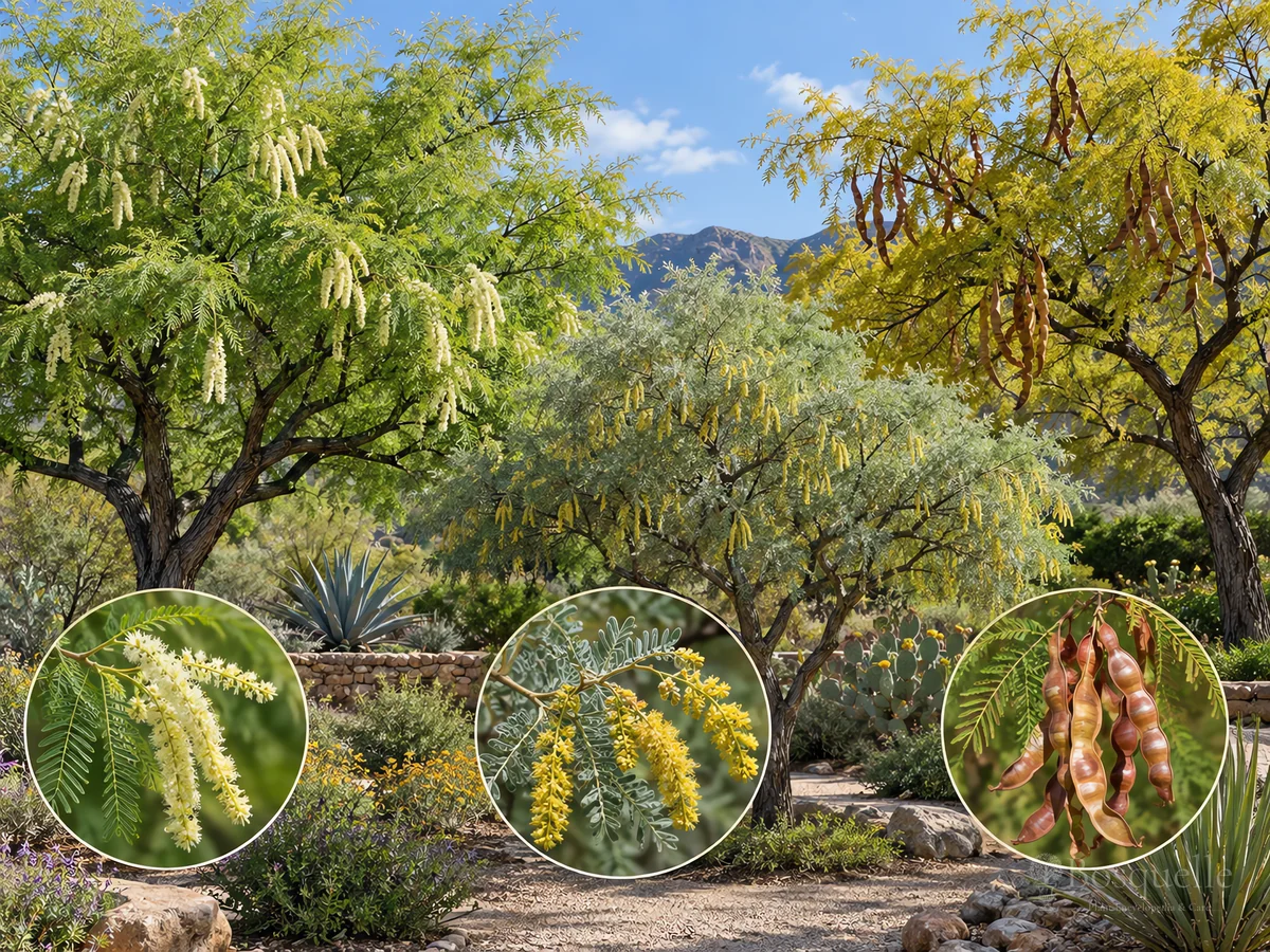 Types of Mesquite – Honey, Velvet, or Screwbean guide illustration