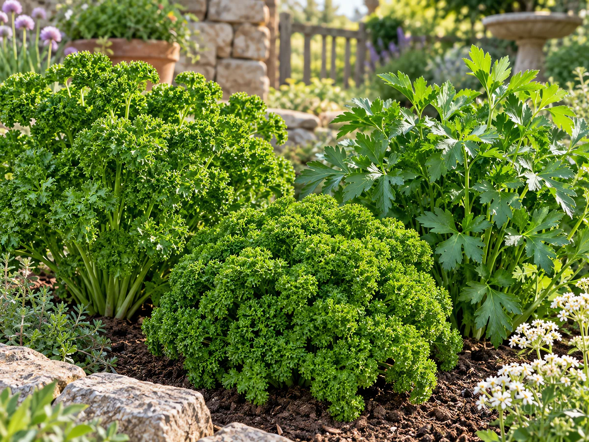 Types of Parsley – Curly or Italian guide illustration