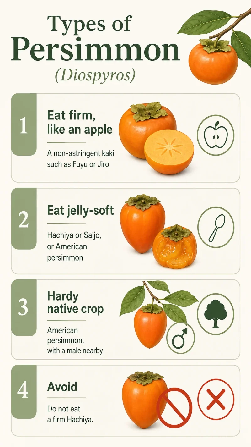 Types of Persimmon care summary diagram