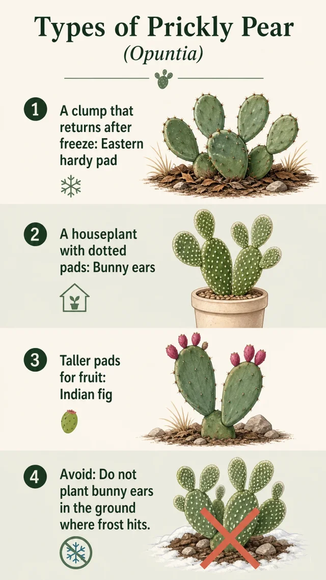 Types of Prickly Pear care summary diagram