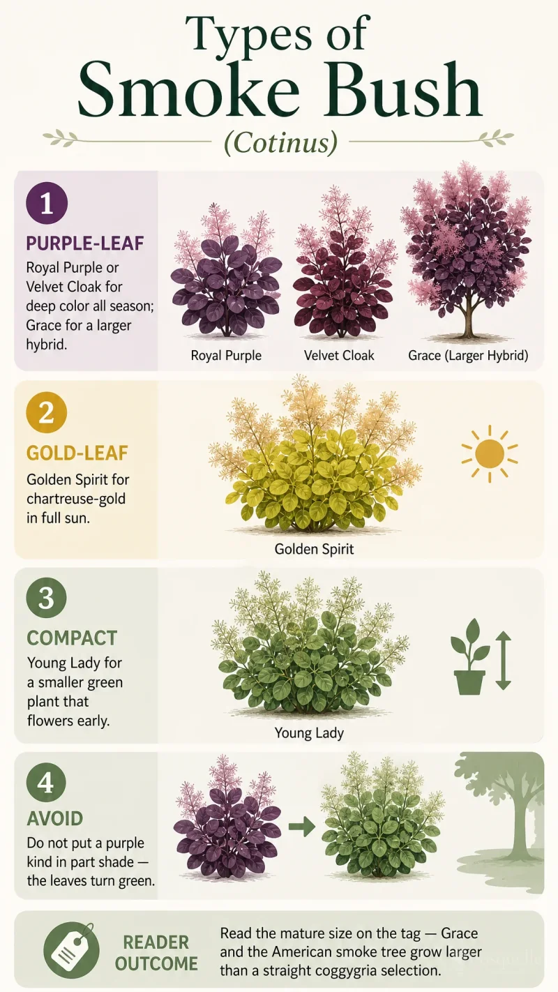 Types of Smoke Bush care summary diagram