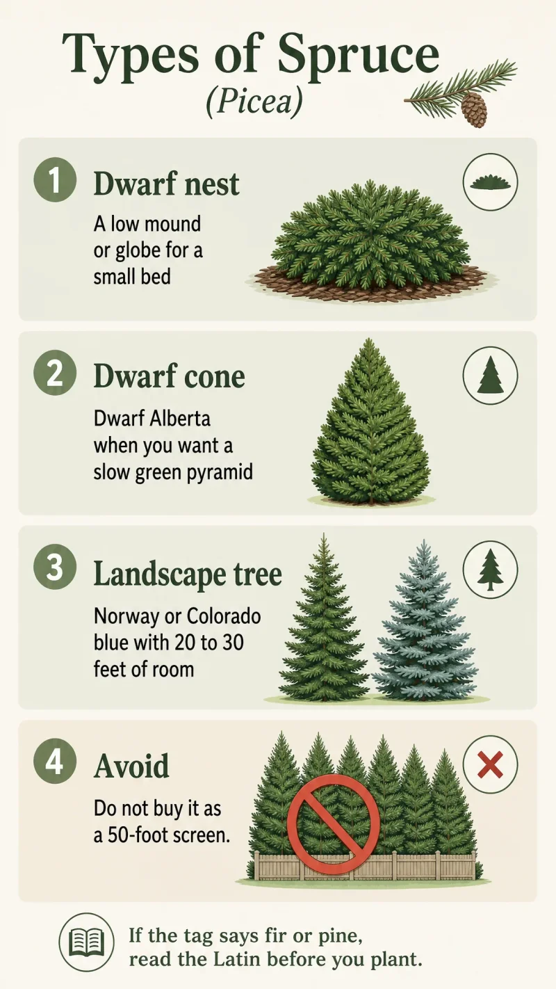 Types of Spruce care summary diagram