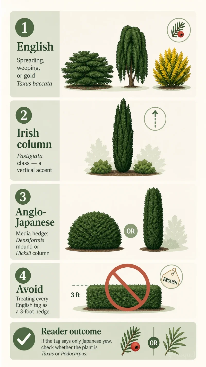 Types of Yew care summary diagram